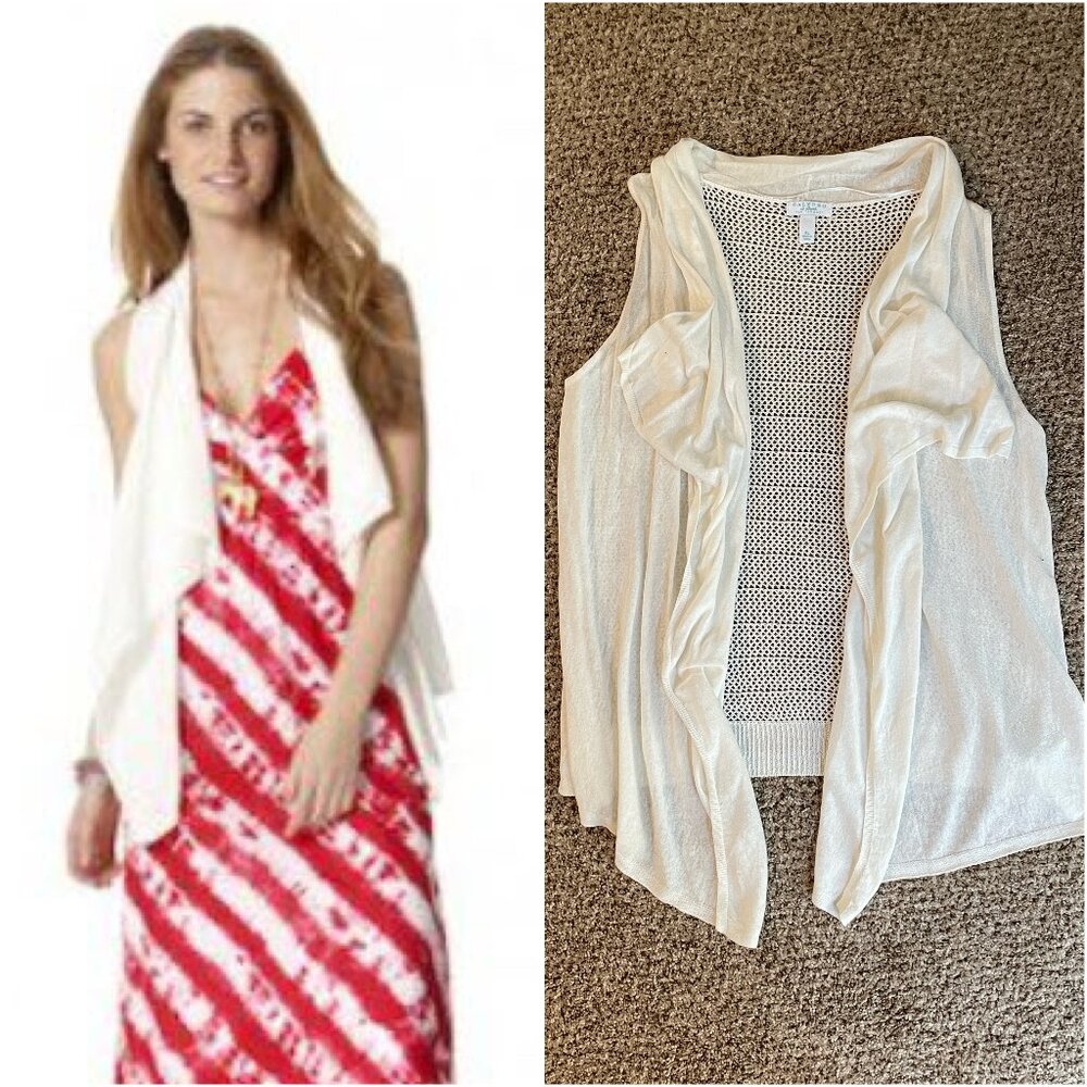 NWOT Size XL Calypso St. Barth for Target crocheted white linen sweater vest